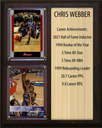 Chris Webber Sacramento Kings Hall of Fame Stats Plaque 8x10 2 Cards Hoops, Prizm, Donruss 2024 2025 2026