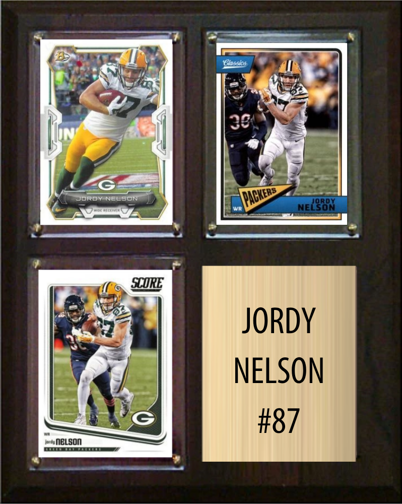 Jordy Nelson Green Bay Packers Fan Gift Plaque 8x10 3 Cards Prizm, Donruss, Score 2024 2025 2026