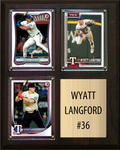 Wyatt Langford Texas Rangers Fan Gift Plaque 8x10 3 Cards Topps, Bowman 2024 2025 2026