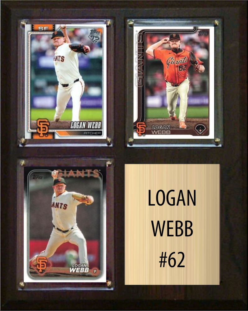 Logan Webb San Francisco Giants Fan Gift Plaque 8x10 3 Cards Topps, Bowman 2024 2025 2026