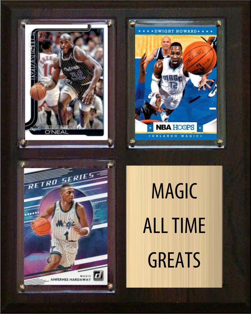 Orlando Magic All-Time Greats Fan Cave Plaque 8x10 3 Cards Shaquille O'Neal Dwight Howard Penny Hardaway