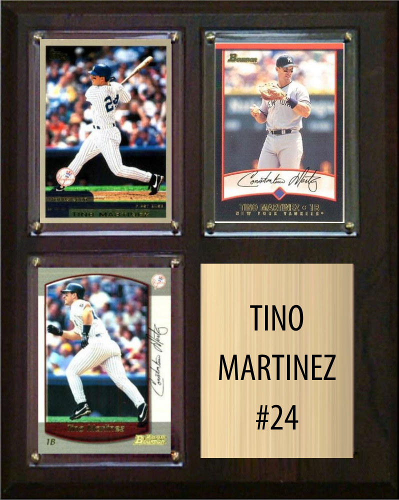 Tino Martinez New York Yankees Fan Gift Plaque 8x10 3 Cards Topps, Bowman 2024 2025 2026