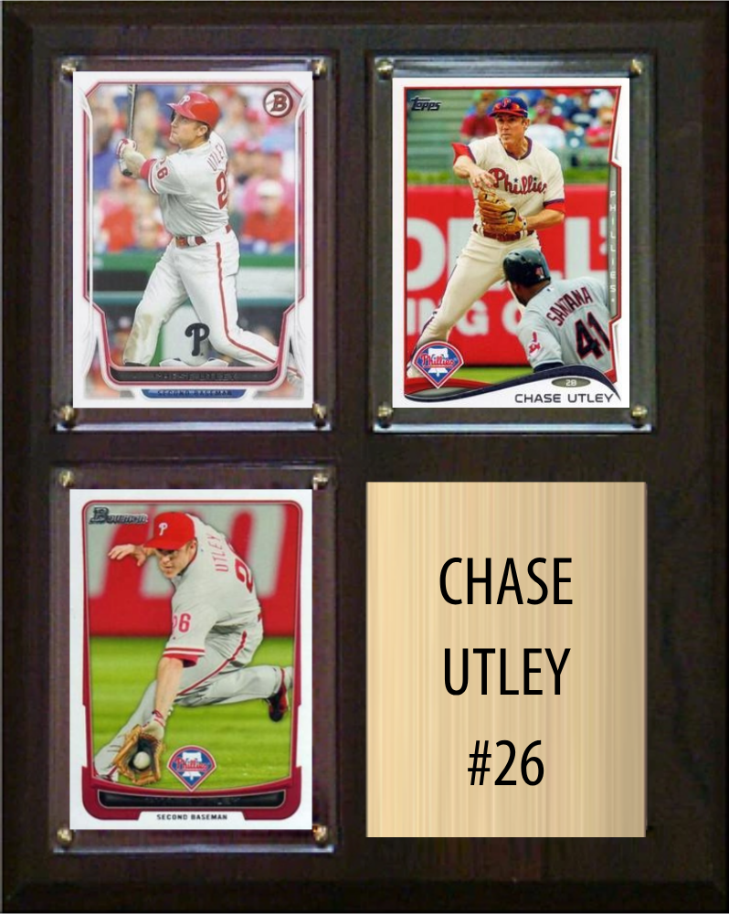 Chase Utley Philadelphia Phillies Fan Gift Plaque 8x10 3 Cards Topps, Bowman 2024 2025 2026