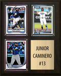 Junior Caminero Tampa Bay Rays Fan Gift Plaque 8x10 3 Cards Topps, Bowman 2024 2025 2026