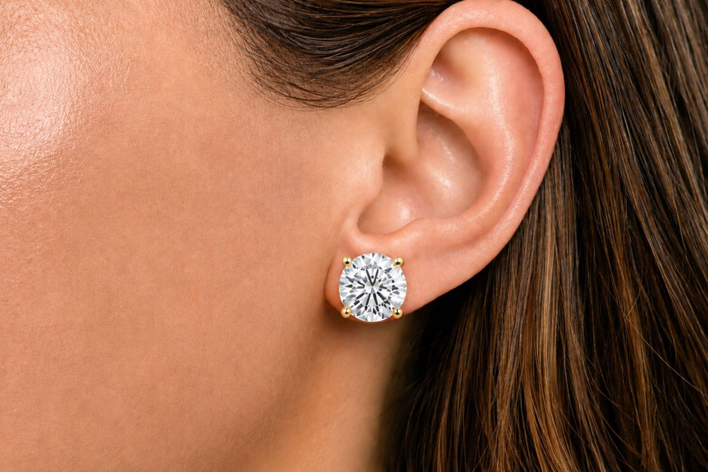IGI Certified 14K Gold Lab Grown Diamond Solitaire Stud Earrings