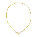 10K Yellow and White Gold 1/2 Cttw Princess Cut Diamond Channel-Set â€œVâ€ Shape 18" Franco Chain Necklace (H-I Color, SI2-I1 Clarity)