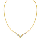 10K Yellow and White Gold 1/2 Cttw Princess Cut Diamond Channel-Set â€œVâ€ Shape 18" Franco Chain Necklace (H-I Color, SI2-I1 Clarity)