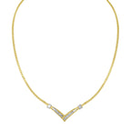 10K Yellow and White Gold 1/2 Cttw Princess Cut Diamond Channel-Set “V” Shape 18" Franco Chain Necklace (H-I Color, SI2-I1 Clarity)