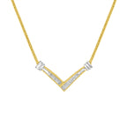 14K Yellow and White Gold 1/4 Cttw Princess Cut Diamond Channel-Set â€œVâ€ Shape 18" Pendant Necklace (H-I Color, SI2-I1 Clarity)