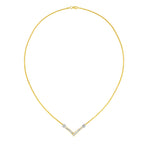 14K Yellow and White Gold 1/4 Cttw Princess Cut Diamond Channel-Set â€œVâ€ Shape 18" Pendant Necklace (H-I Color, SI2-I1 Clarity)