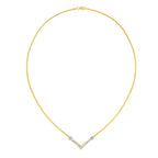 14K Yellow and White Gold 1/4 Cttw Princess Cut Diamond Channel-Set “V” Shape 18" Pendant Necklace (H-I Color, SI2-I1 Clarity)