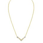 14K Yellow and White Gold 1/4 Cttw Princess Cut Diamond Channel-Set “V” Shape 18" Pendant Necklace (H-I Color, SI2-I1 Clarity)