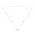 Sterling Silver Treated Blue Color Diamond Station Necklace (1/2 cttw, Blue Color, I2-I3 Clarity)