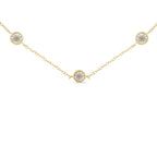 Yellow Color Plated Sterling Silver Diamond Station Necklace (1/2 cttw, K-L Color, I2-I3 Clarity)