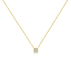 10K Yellow Gold Plated .925 Sterling Silver 1/10 Cttw Miracle Set Round Diamond Square Box Shape 18" Pendant Necklace (K-L Color, I2-I3 Clarity)