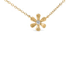10K Yellow Gold 1/8 Cttw Diamond Floral Station Chain Necklace (I-J Color, I1-I2 Clarity)