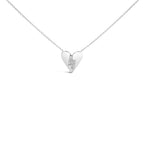 .925 Sterling Silver Diamond Broken Heart Pendant Necklace (H-I Color, I1-I2 Clarity) - 18" Inches