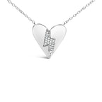 .925 Sterling Silver Diamond Broken Heart Pendant Necklace (H-I Color, I1-I2 Clarity) - 18" Inches