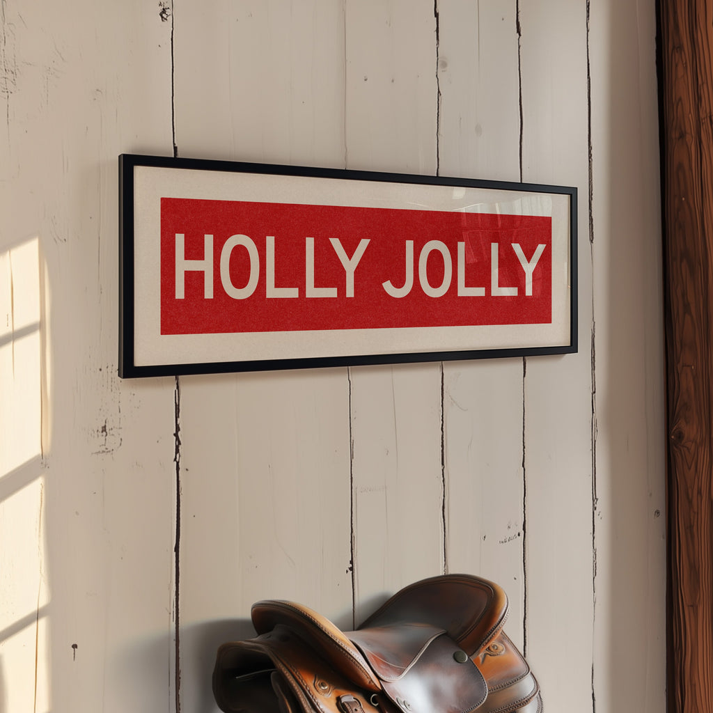 Framed Holly Jolly Red Christmas Art Print