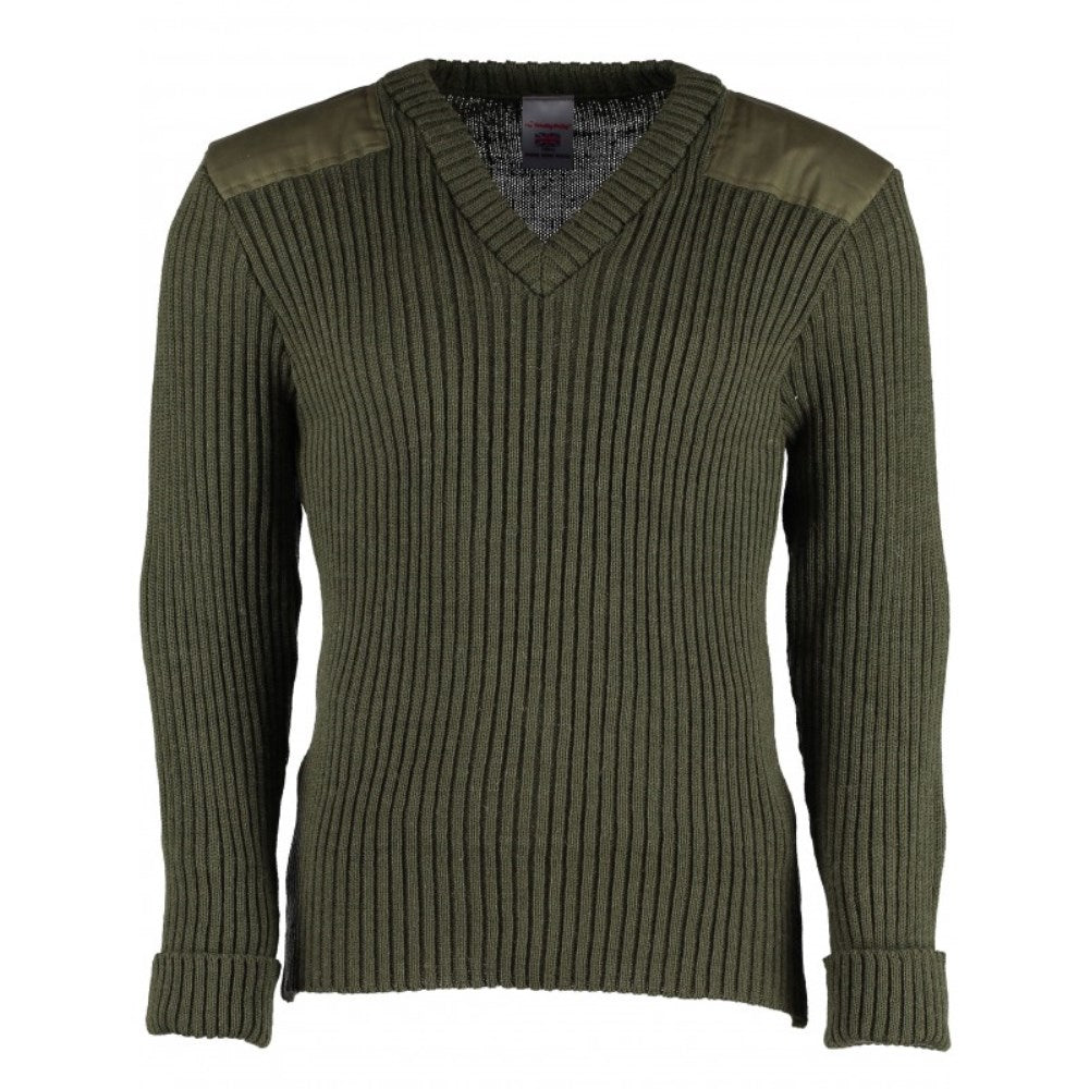 TW Kempton York Woolly Pully Vee Neck Sweater with Patches