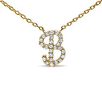 14K Yellow Gold Diamond Accent "A-Z" Initial Script Style Pendant Necklace