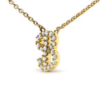 14K Yellow Gold Diamond Accent "A-Z" Initial Script Style Pendant Necklace
