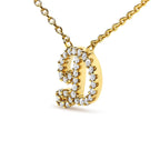 14K Yellow Gold Diamond Accent "A-Z" Initial Script Style Pendant Necklace