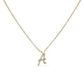 14K Yellow Gold Diamond Accent "A-Z" Initial Script Style Pendant Necklace