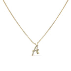 14K Yellow Gold Diamond Accent "A-Z" Initial Script Style Pendant Necklace