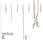 14K Yellow Gold Diamond Accent "A-Z" Initial Script Style Pendant Necklace