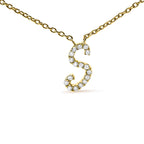 14K Yellow Gold Diamond Accent "A-Z" Initial Script Style Pendant Necklace