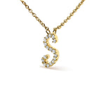 14K Yellow Gold Diamond Accent "A-Z" Initial Script Style Pendant Necklace