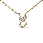 14K Yellow Gold Diamond Accent "A-Z" Initial Script Style Pendant Necklace