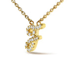 14K Yellow Gold Diamond Accent "A-Z" Initial Script Style Pendant Necklace