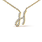 14K Yellow Gold Diamond Accent "A-Z" Initial Script Style Pendant Necklace