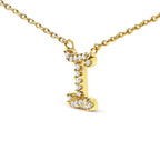 14K Yellow Gold Diamond Accent "A-Z" Initial Script Style Pendant Necklace