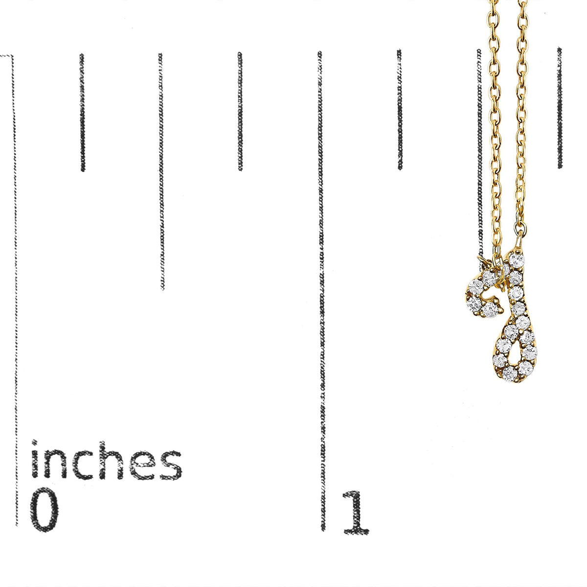 14K Yellow Gold Diamond Accent "A-Z" Initial Script Style Pendant Necklace