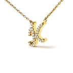 14K Yellow Gold Diamond Accent "A-Z" Initial Script Style Pendant Necklace