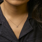 14K Yellow Gold Diamond Accent "A-Z" Initial Script Style Pendant Necklace