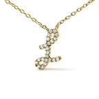 14K Yellow Gold Diamond Accent "A-Z" Initial Script Style Pendant Necklace