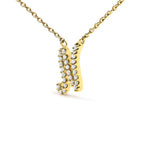 14K Yellow Gold Diamond Accent "A-Z" Initial Script Style Pendant Necklace