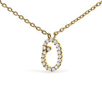 14K Yellow Gold Diamond Accent "A-Z" Initial Script Style Pendant Necklace