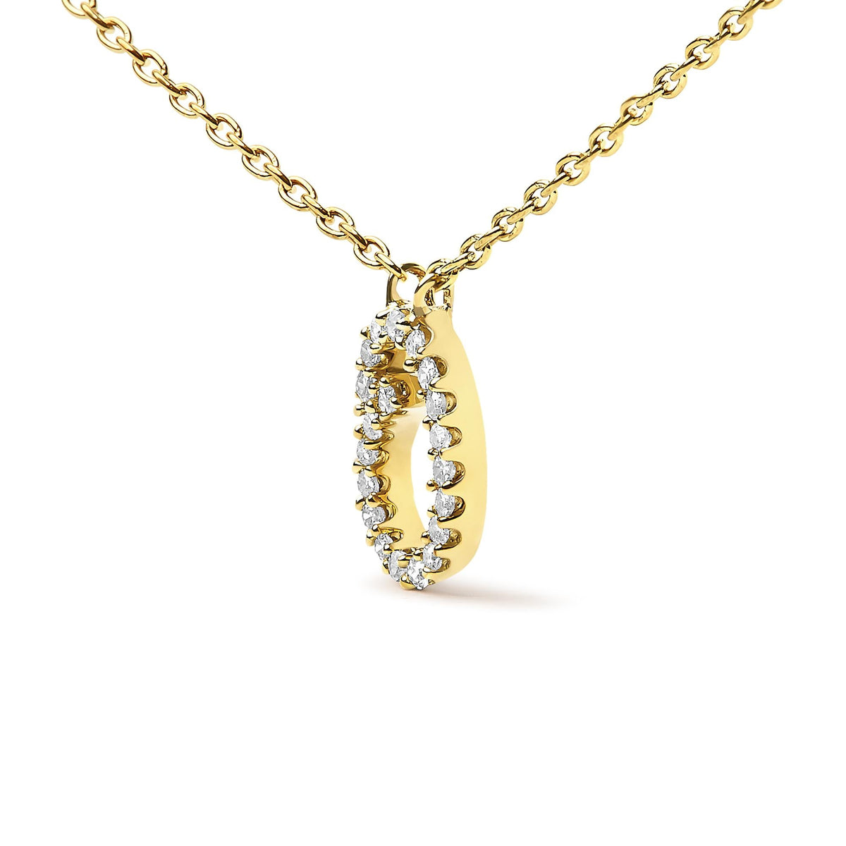 14K Yellow Gold Diamond Accent "A-Z" Initial Script Style Pendant Necklace