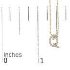 14K Yellow Gold Diamond Accent "A-Z" Initial Script Style Pendant Necklace