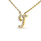 14K Yellow Gold Diamond Accent "A-Z" Initial Script Style Pendant Necklace