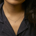 14K Yellow Gold Diamond Accent "A-Z" Initial Script Style Pendant Necklace