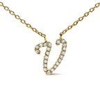 14K Yellow Gold Diamond Accent "A-Z" Initial Script Style Pendant Necklace