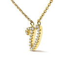 14K Yellow Gold Diamond Accent "A-Z" Initial Script Style Pendant Necklace