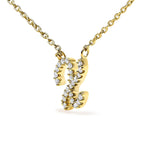 14K Yellow Gold Diamond Accent "A-Z" Initial Script Style Pendant Necklace