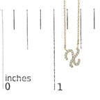 14K Yellow Gold Diamond Accent "A-Z" Initial Script Style Pendant Necklace